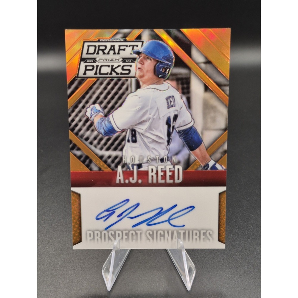 2014 Panini AJ Reed #42 Prospect Autograph Orange Prizm /60 Rookie Astros